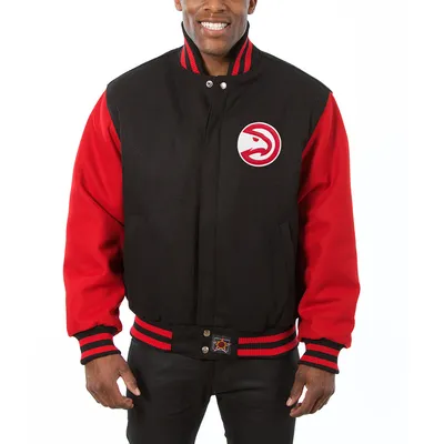 Men's Houston Rockets JH Design Black/White Big & Tall Wool & Leather  Full-Snap Jacket