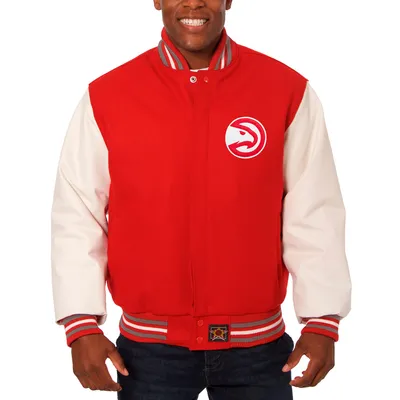 Atlanta Hawks JH Design Big & Tall Wool Leather Full-Snap Jacket - Red/White