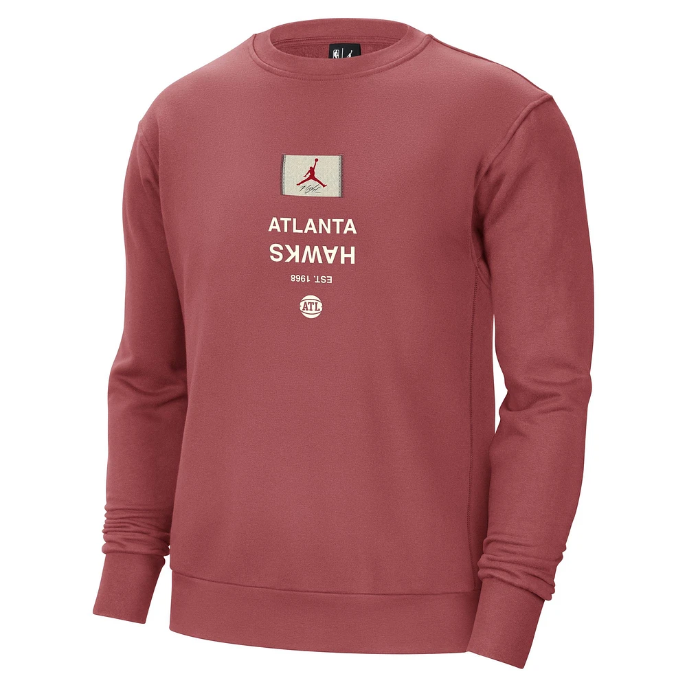 Men's Jordan Brand Red Atlanta Hawks Courtside Statement Edition Heavyweight Pullover Sweatshirt