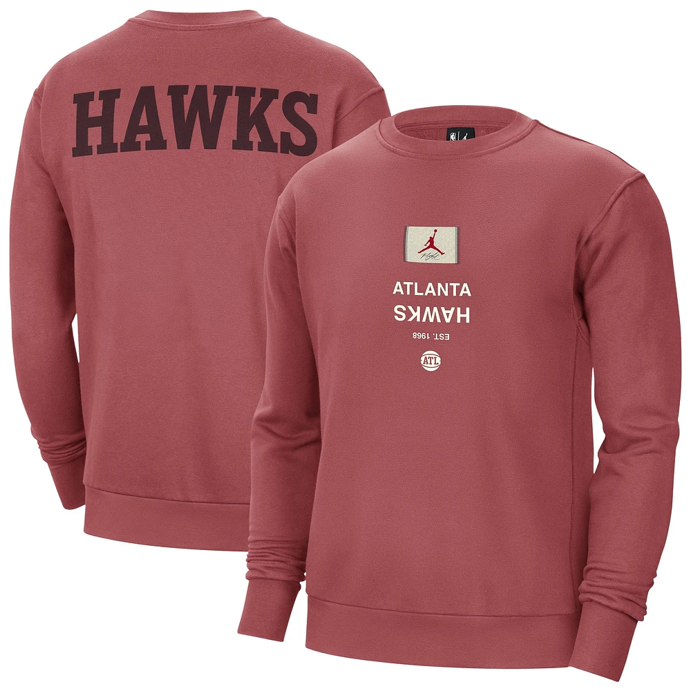 Men's Jordan Brand Red Atlanta Hawks Courtside Statement Edition Heavyweight Pullover Sweatshirt