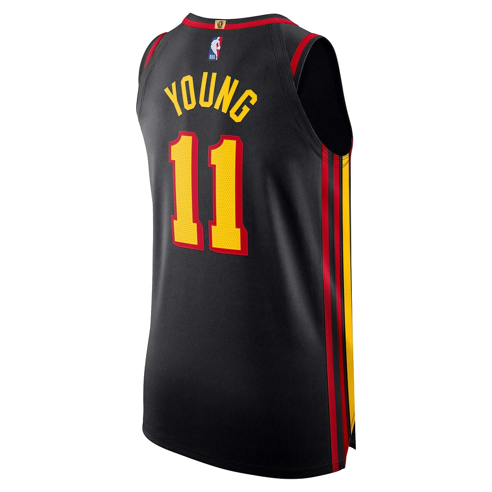 Maillot de joueur authentique des Atlanta Hawks Jordan Brand Trae Young noir pour homme - Édition Statement