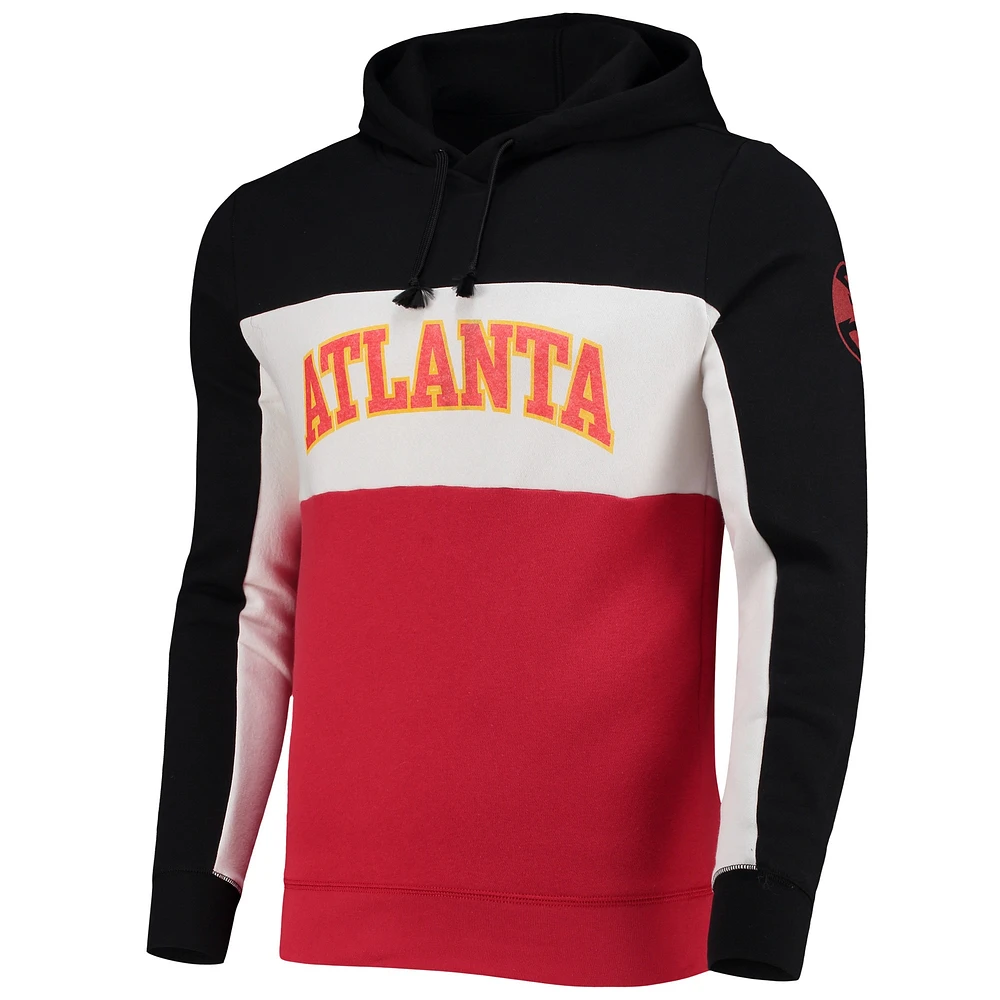 Pull à capuche en molleton blocs de couleurs pour hommes, noir/blanc Atlanta Hawks Wordmark