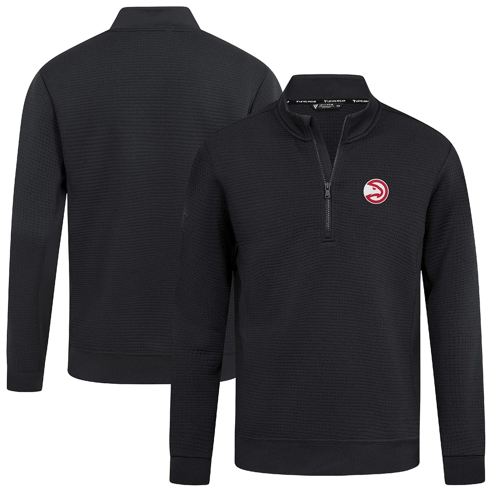Men's Levelwear  Black Atlanta Hawks Accolade Cushion Quarter-Zip Pullover