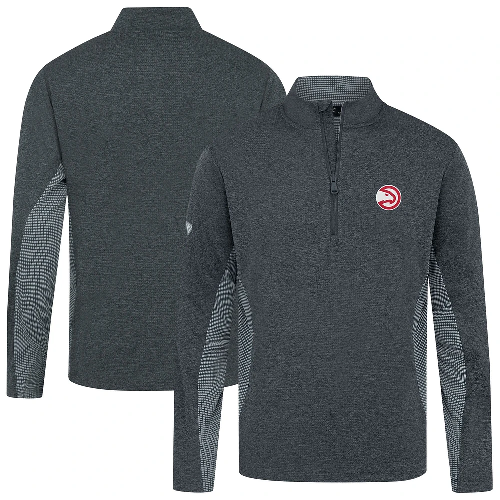 Men's Levelwear Heather Black Atlanta Hawks Waffle Insignia 2.0 Quarter-Zip Top