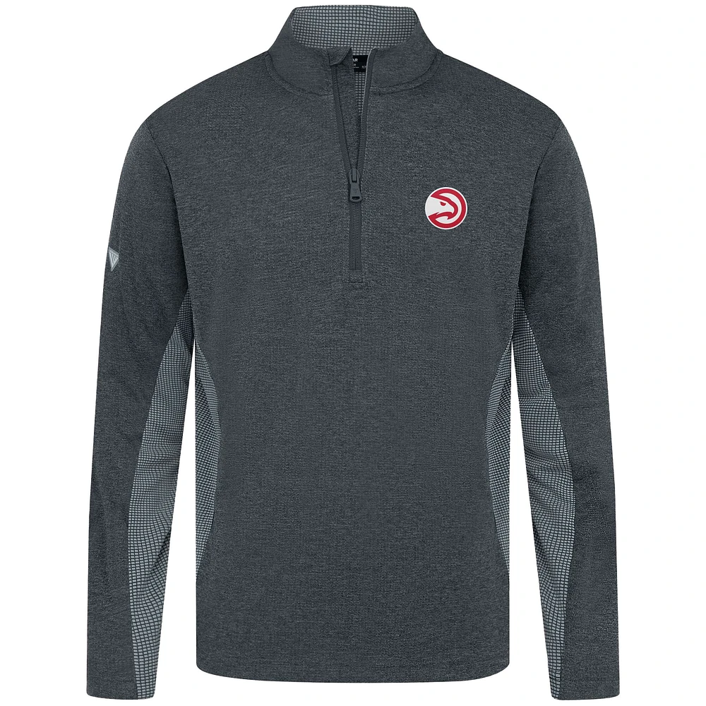 Men's Levelwear Heather Black Atlanta Hawks Waffle Insignia 2.0 Quarter-Zip Top