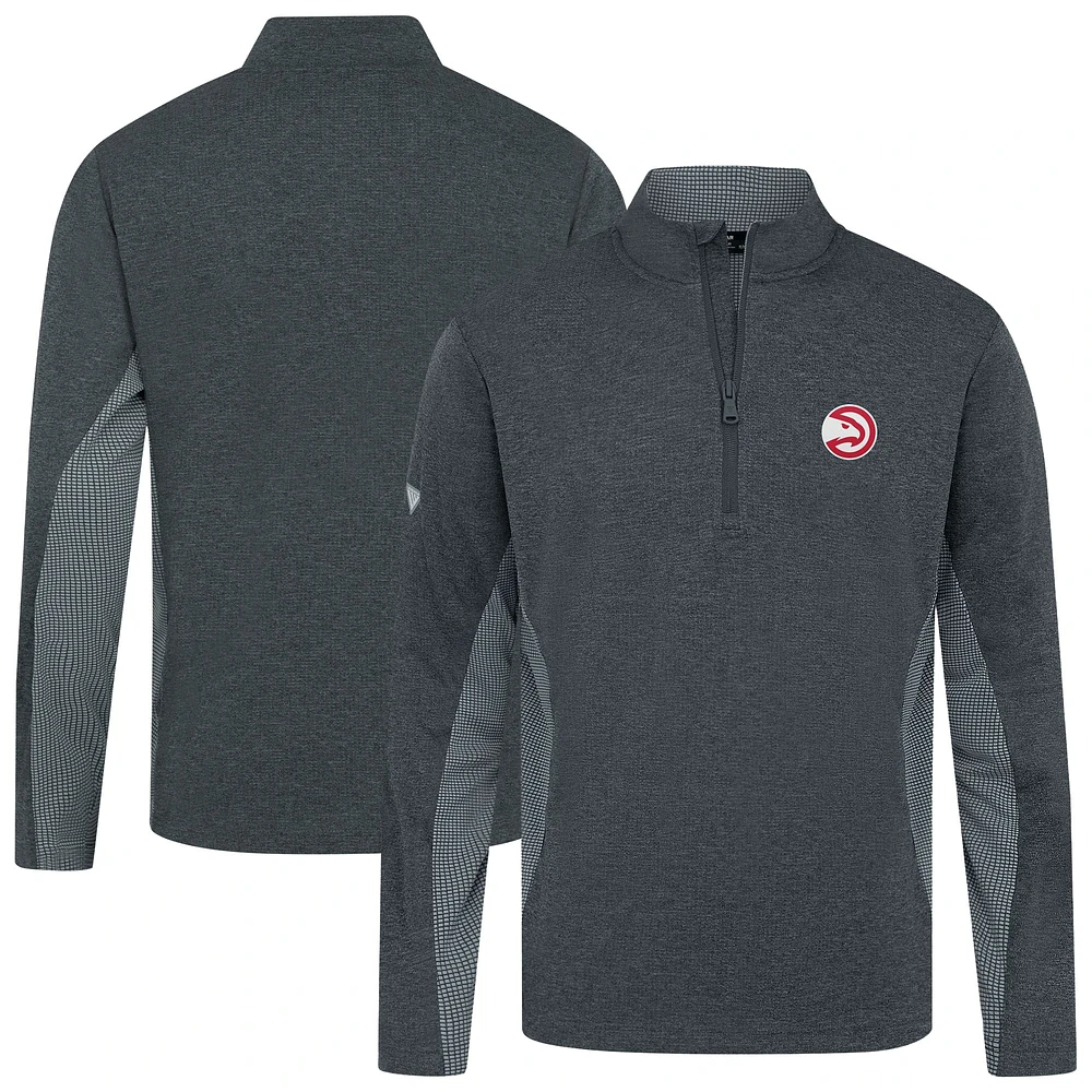 Men's Levelwear Heather Black Atlanta Hawks Waffle Insignia 2.0 Quarter-Zip Top