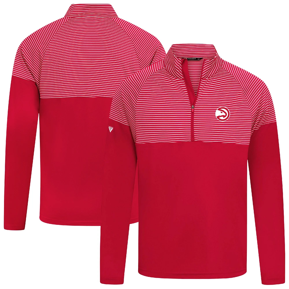 Men's Levelwear Red Atlanta Hawks Classic Stripes Quarter-Zip Top