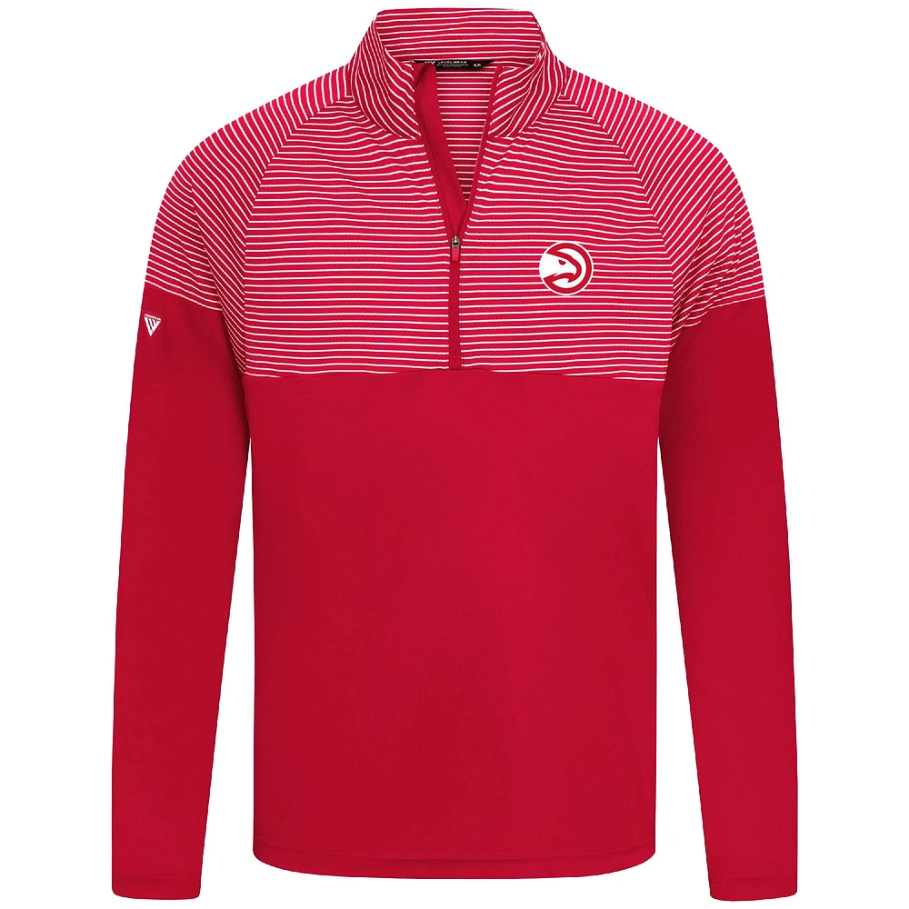 Men's Levelwear Red Atlanta Hawks Classic Stripes Quarter-Zip Top