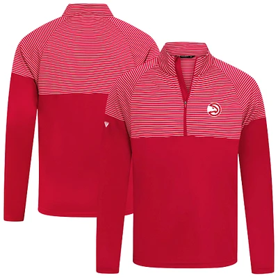 Men's Levelwear Red Atlanta Hawks Classic Stripes Quarter-Zip Top