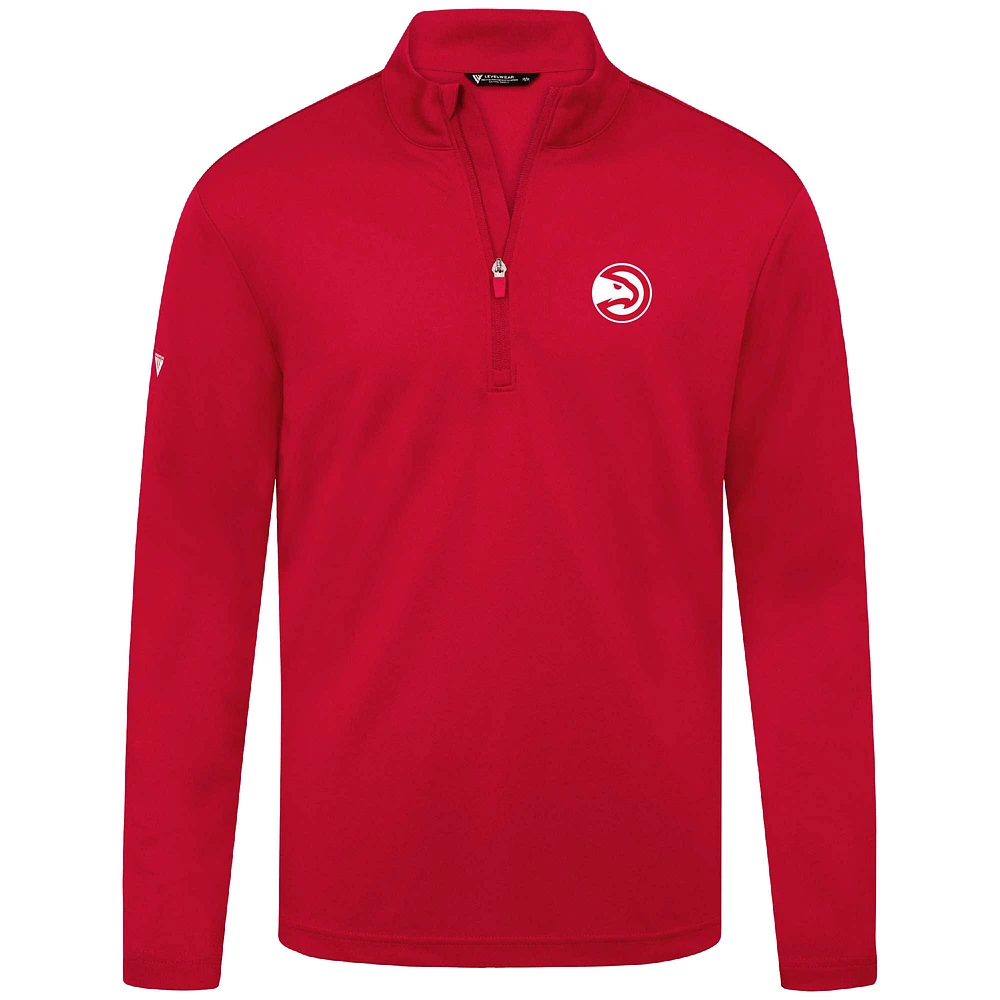 Haut rouge à fermeture éclair quart de tour Heron des Atlanta Hawks pour homme Levelwear