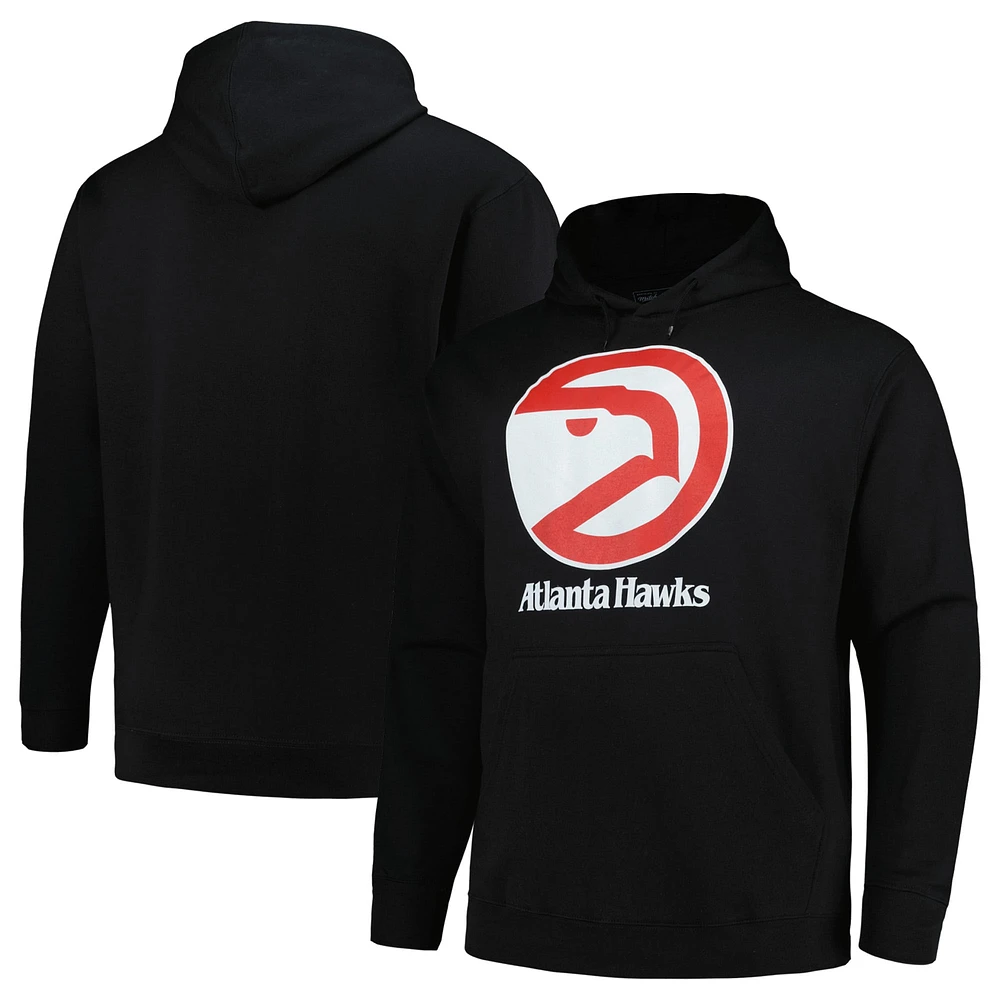 Men's Mitchell & Ness Black Atlanta Hawks Hardwood Classics Big Tall Pullover Hoodie