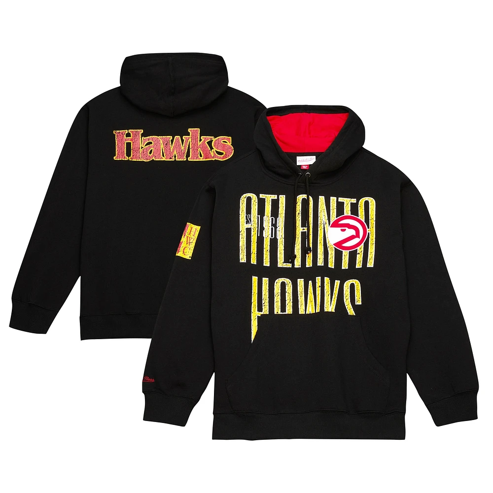 Men's Mitchell & Ness Black Atlanta Hawks Hardwood Classics OG 2.0 Pullover Hoodie