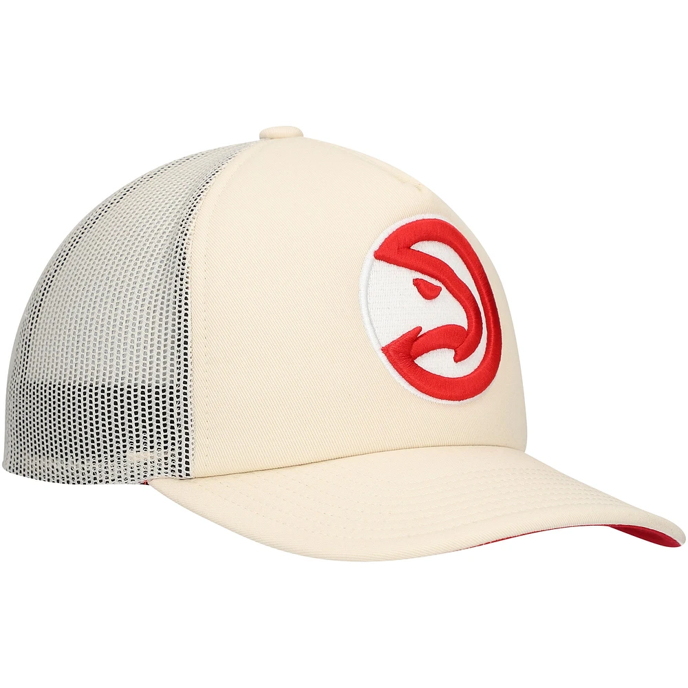 Casquette réglable crème Atlanta Hawks Trucker Mitchell & Ness pour hommes