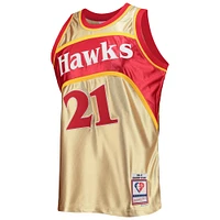 Men's Mitchell & Ness Dominique Wilkins Gold Atlanta Hawks 75th Anniversary 1986/87 Hardwood Classics Swingman Jersey