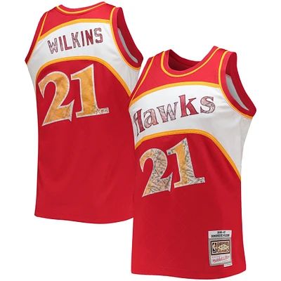 Men's Mitchell & Ness Dominique Wilkins Red Atlanta Hawks 1986/87 Hardwood Classics NBA 75th Anniversary Diamond Swingman Jersey