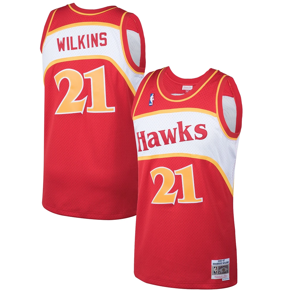 Men's Mitchell & Ness Dominique Wilkins Red Atlanta Hawks 1986/87 Hardwood Classics Swingman Jersey