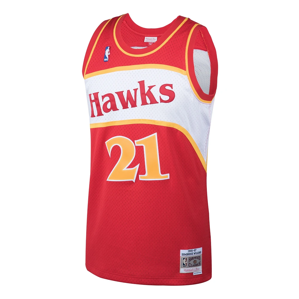 Men's Mitchell & Ness Dominique Wilkins Red Atlanta Hawks 1986/87 Hardwood Classics Swingman Jersey