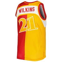 Maillot Swingman divisé Mitchell & Ness Dominique Wilkins pour hommes jaune/rouge Atlanta Hawks Hardwood Classics 1986/87