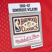 Men's Mitchell & Ness Dominique Wilkins Yellow/Red Atlanta Hawks Hardwood Classics 1986/87 Split Swingman Jersey