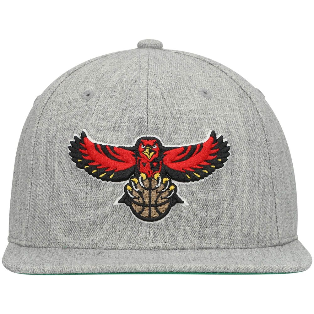 Men's Mitchell & Ness Heathered Gray Atlanta Hawks Hardwood Classics Team 2.0 Snapback Hat