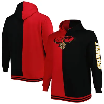 Atlanta Hawks Mitchell & Ness Hardwood Classics Big Tall Split Pullover Hoodie - Red/Black