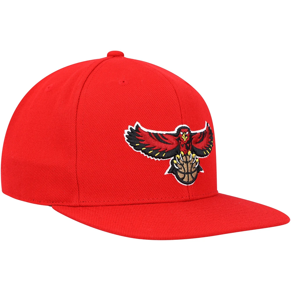 Men's Mitchell & Ness Red Atlanta Hawks Hardwood Classics MVP Team Ground 2.0 Fitted Hat