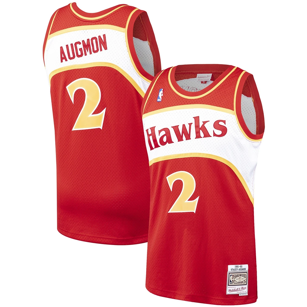 Men's Mitchell & Ness Stacey Augmon Red Atlanta Hawks 1991/92 Hardwood Classics Swingman Jersey