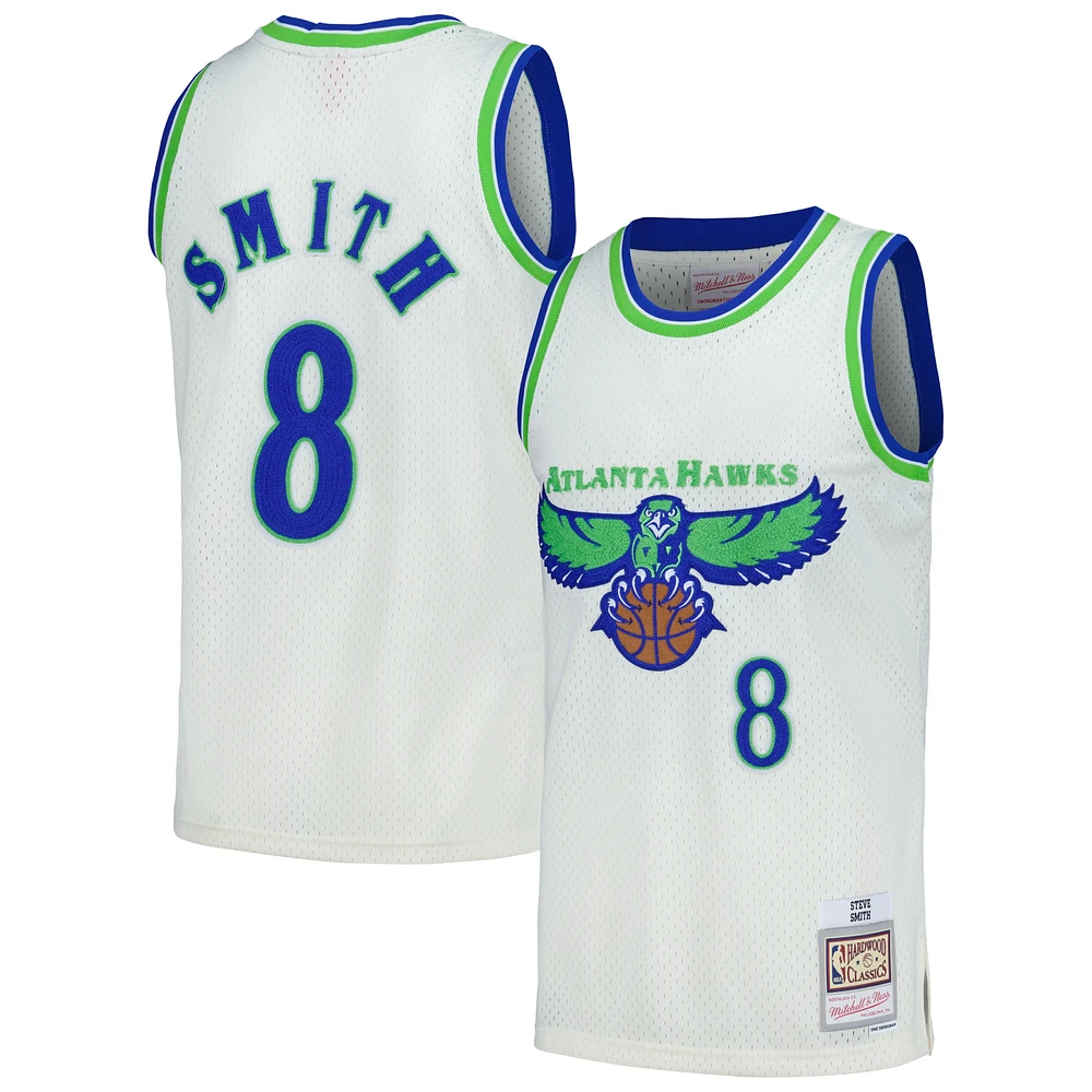 Maillot Swingman Mitchell & Ness Steve Smith crème Atlanta Hawks Chainstitch pour hommes