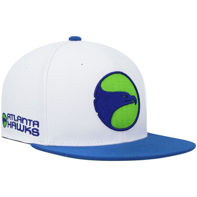 Casquette pour homme Mitchell & Ness Blanc/Royal Atlanta Hawks Hardwood Classics Snapback