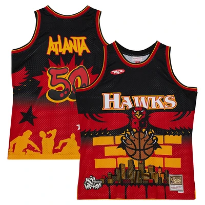 Maillot de mode Mitchell & Ness x Tats Cru noir Atlanta Hawks Hardwood Classics pour hommes