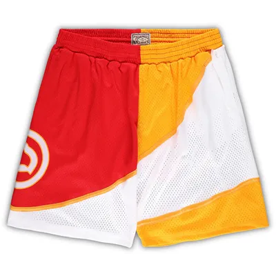 Atlanta Hawks Mitchell & Ness Big Tall Hardwood Classics Split Swingman Shorts - Yellow/Red