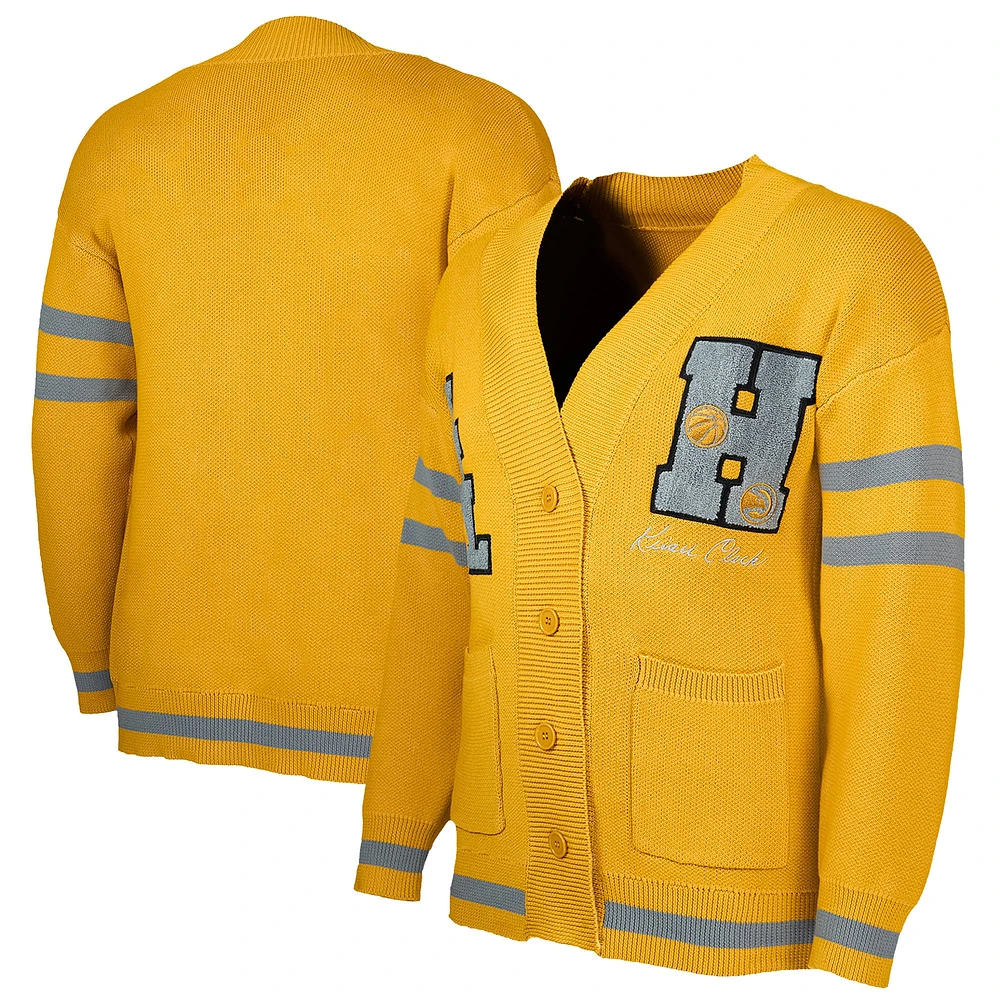 Cardigan boutonné sans identification de l'appelant NBA x Keizer Clark Atlanta Hawks jaune/gris pour homme