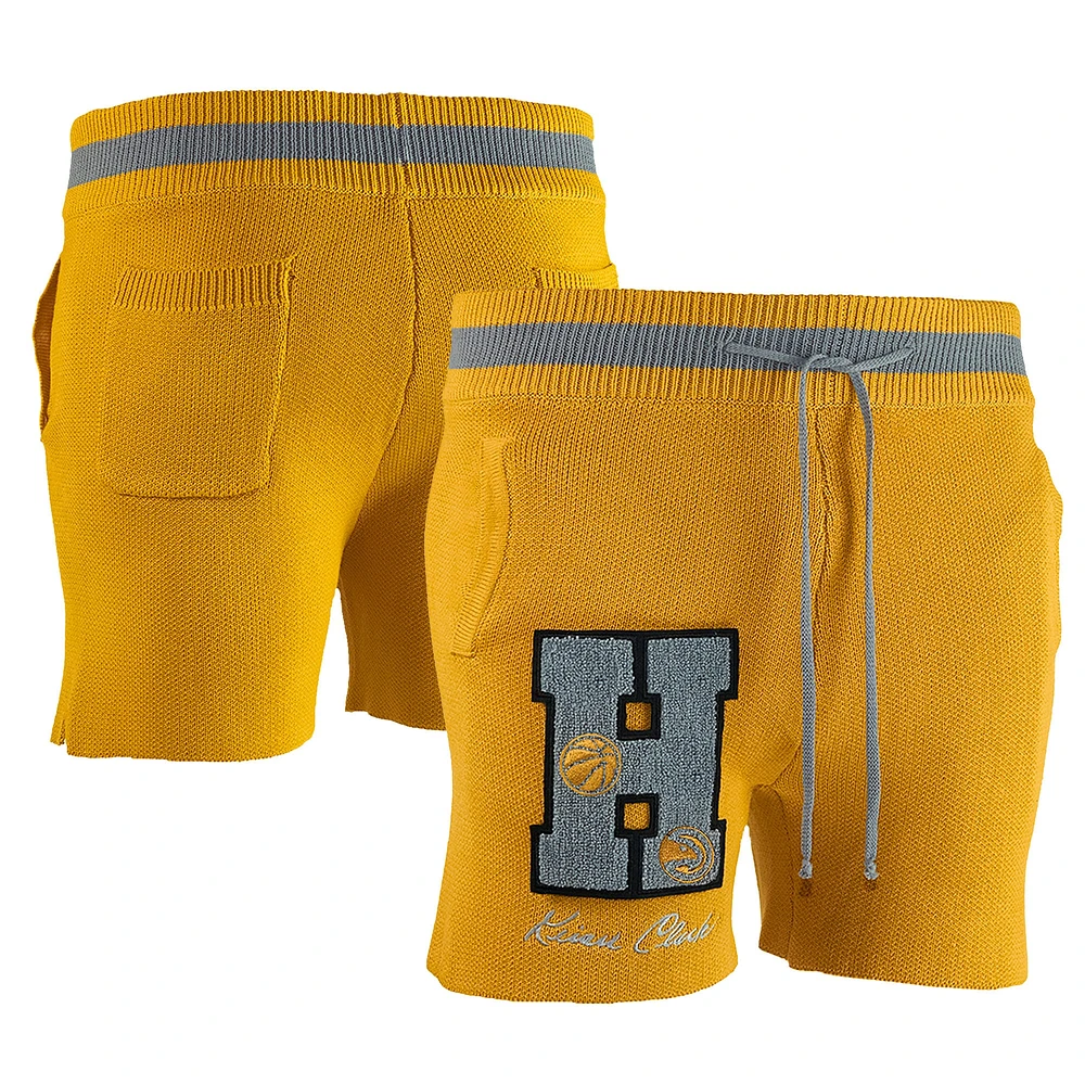 Short en tricot sans identification de l'appelant NBA x Keizer Clark pour homme, jaune/gris Atlanta Hawks