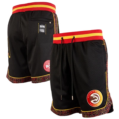 Men's NBA x Two Hype  Black Atlanta Hawks Culture & Hoops Collection Premium Mesh Shorts