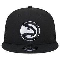 Men's New Era Black Atlanta Hawks 9FIFTY Snapback Trucker Hat