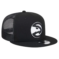 Men's New Era Black Atlanta Hawks 9FIFTY Snapback Trucker Hat
