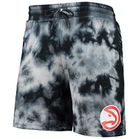Men's New Era Black Atlanta Hawks Fleece Tie-Dye Shorts