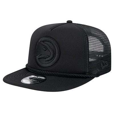 Casquette de golf à visière snapback en maille noire Atlanta Hawks de New Era pour homme