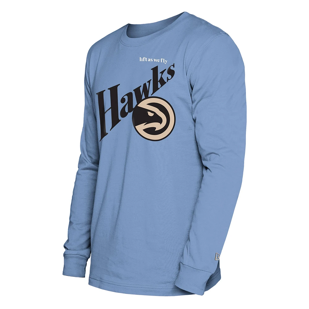 T-shirt à manches longues bleu clair Atlanta Hawks 2024/25 City Edition pour homme New Era