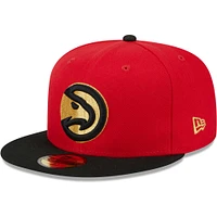 Casquette ajustée 59FIFTY Atlanta Hawks Gameday Gold Pop Stars New Era rouge/noir pour hommes