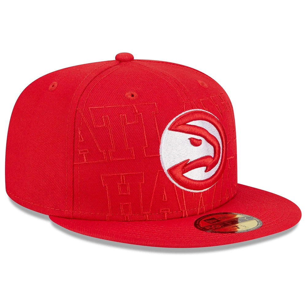 Casquette ajustée New Era Atlanta Hawks 2023 NBA Draft 59FIFTY rouge pour homme