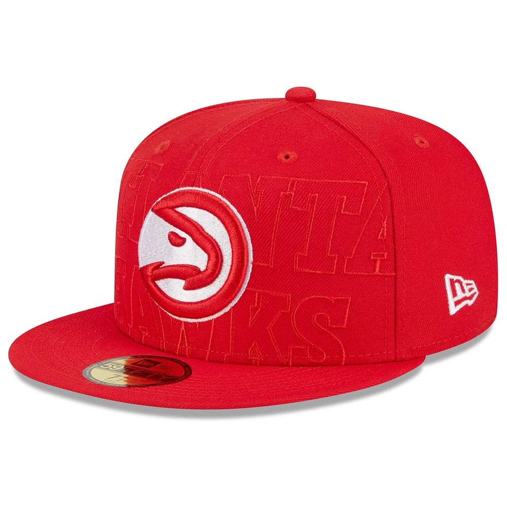 Casquette ajustée New Era Atlanta Hawks 2023 NBA Draft 59FIFTY rouge pour homme