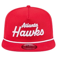 Men's New Era Red Atlanta Hawks Team Text Golfer Snapback Hat