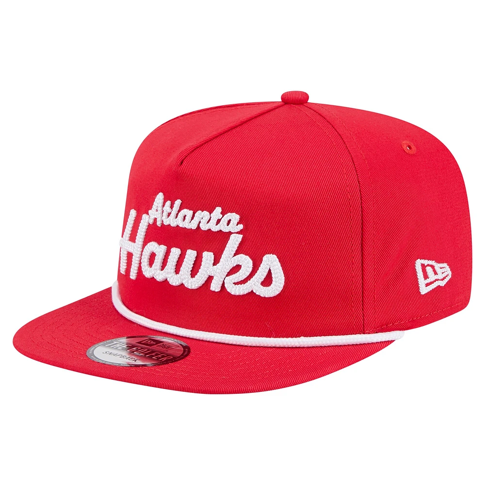 Men's New Era Red Atlanta Hawks Team Text Golfer Snapback Hat
