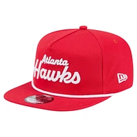 Men's New Era Red Atlanta Hawks Team Text Golfer Snapback Hat