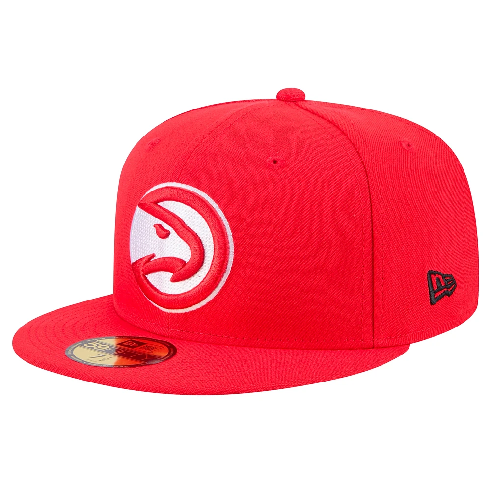 Men's New Era Red Atlanta Hawks Throwback Pennant 59FIFTY Fitted Hat