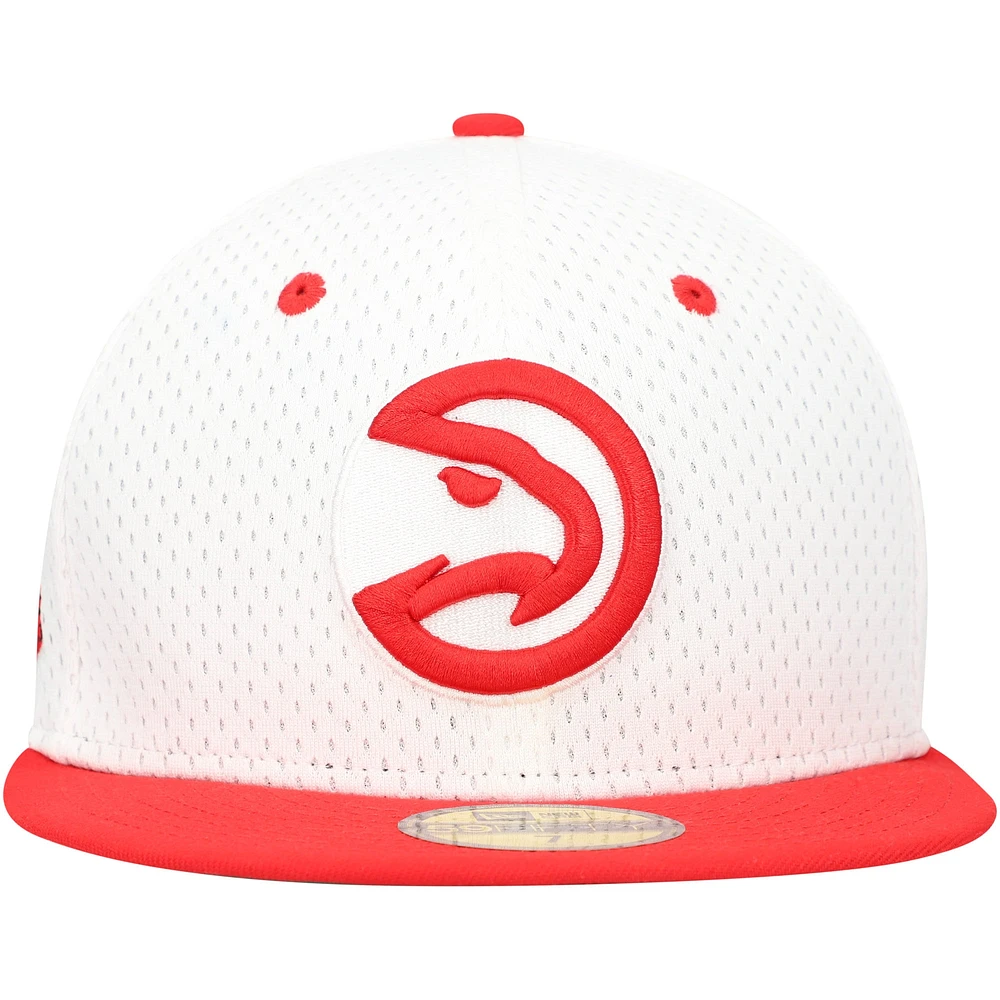 Casquette ajustée 59FIFTY Throwback 2Tone des Atlanta Hawks New Era pour hommes, blanc/rouge