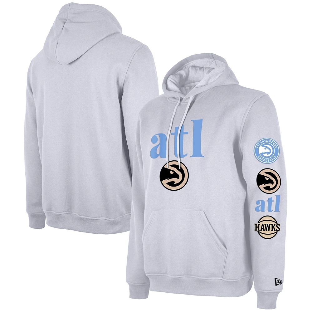 Sweat à capuche New Era blanc pour hommes des Atlanta Hawks 2023/24 City Edition Big & Tall