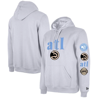 Sweat à capuche New Era blanc pour hommes des Atlanta Hawks 2023/24 City Edition Big & Tall