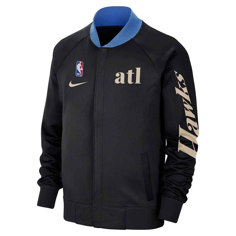 Veste Nike noire entièrement zippée Atlanta Hawks 2024/25 City Edition Authentic Showtime Performance pour homme